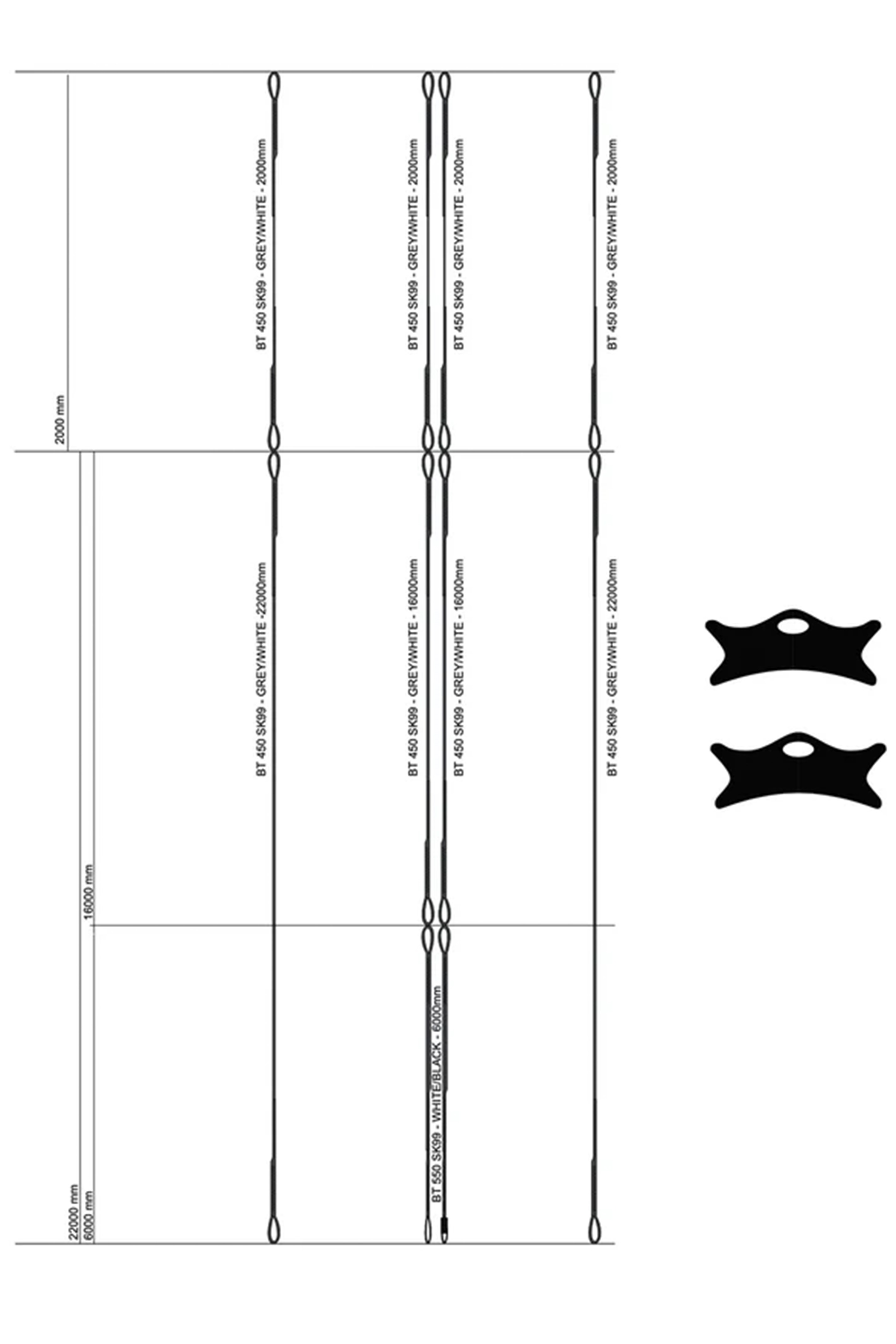 Harlem Kitesurfing-Flying Line Set Back SK99 - 22+2  - 24m